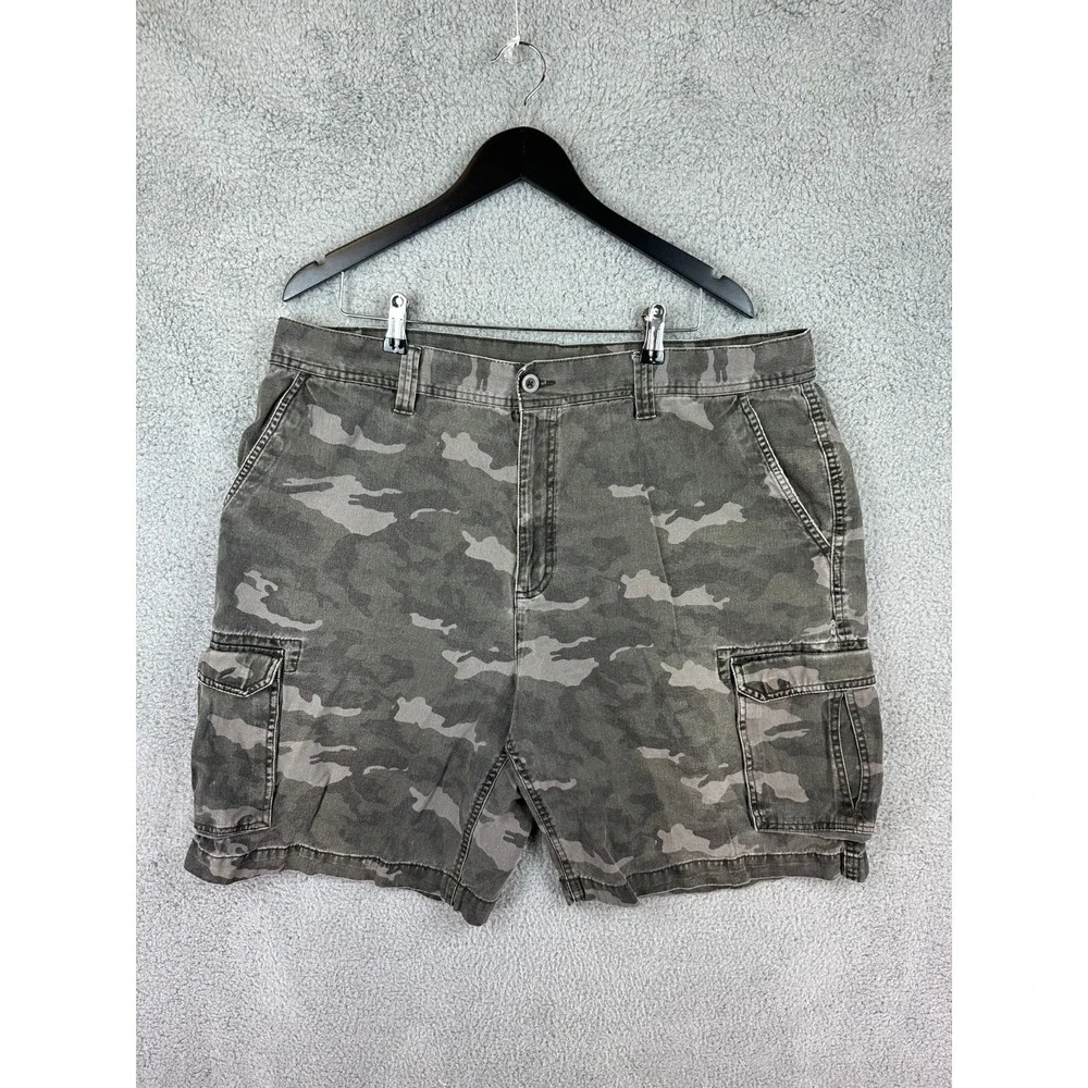 Falls Creek Camo Cargo Shorts Men Size 42 Green Woodland Camouflage Baggy Grunge